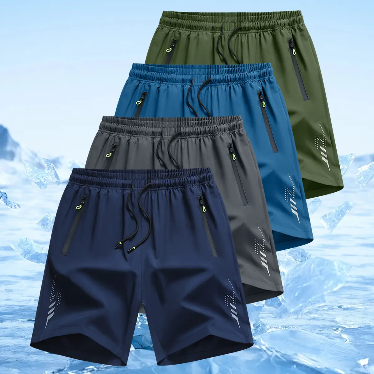 Navy Blue + Gray + Lake Blue + Army Green