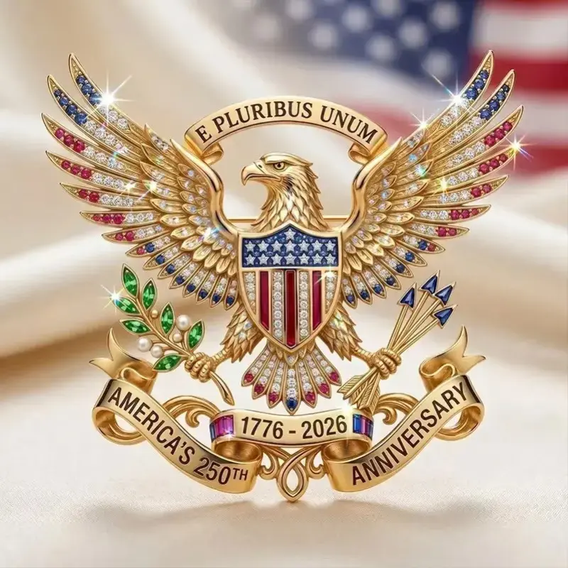 2Pack US 250th Anniversary Brooch Pin,USA 250th Anniversary Metal Lapel Pin,Patriotic Eagle Rhinestone Lapel Pin, Independence Day Souvenir Gift#SummerWins