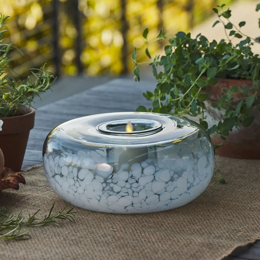 The Hand-Blown Glass Tubular - WHITE CONFETTI - Luminara Flameless Candle