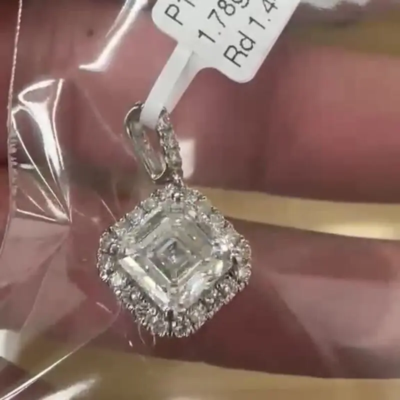 3.05ct Asscher Lab Grown Diamond E Color VS1 Clarity Pendant IGI Certified