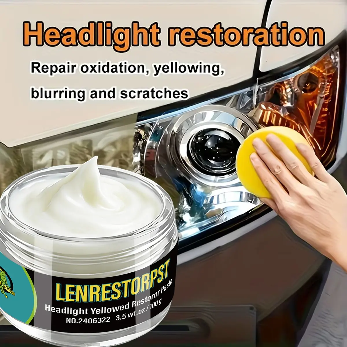 Auto Headlight Restoration Polishing Kit, Car Headlamp Scratch Remover, Repair Paste, Oxidation Removal, Headlight Polish, Headlight Polishing Agent