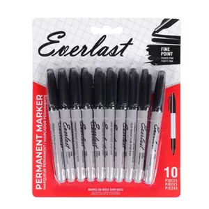 10pcs Permanent Markers Fine Tip, Everlast Waterproof Ink, Quick-Dry Writing Pens for Office & School Supplies, Long-Lasting Marker Set, Art Markers, Writing Tools