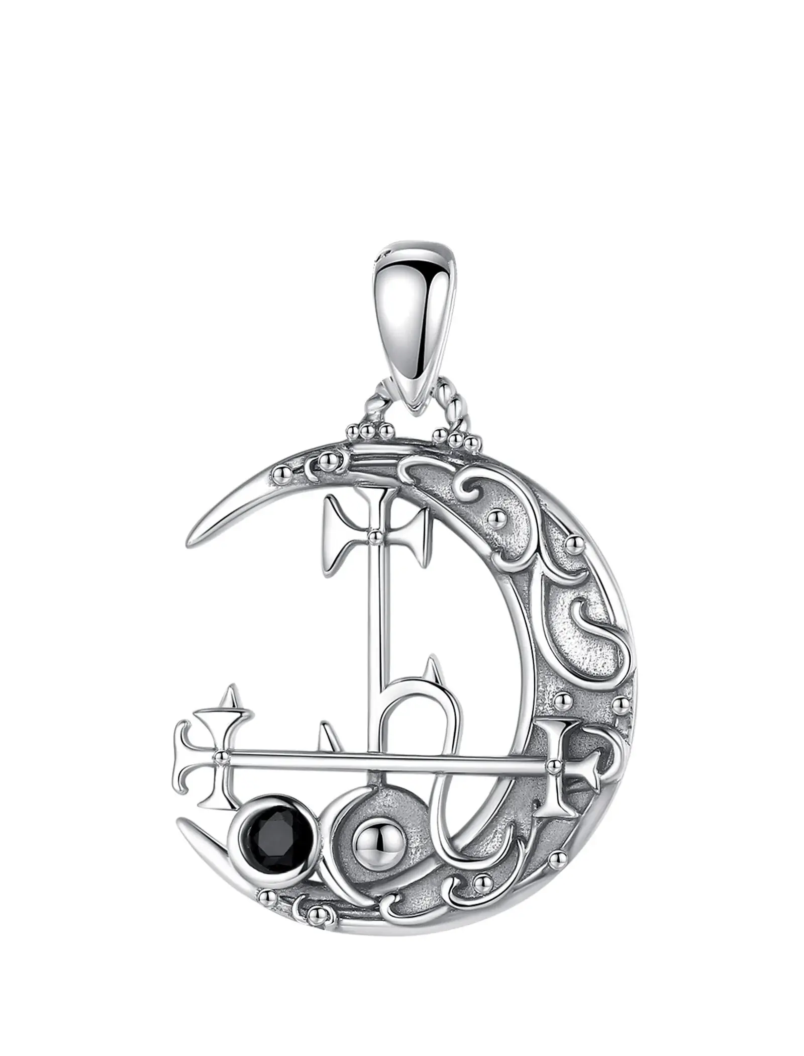 Eudora 925 Sterling Silver Lilith Moon Necklace for Women Man Vintage Demon Lilith Sigil Pendant Personality Jewelry party Gift
