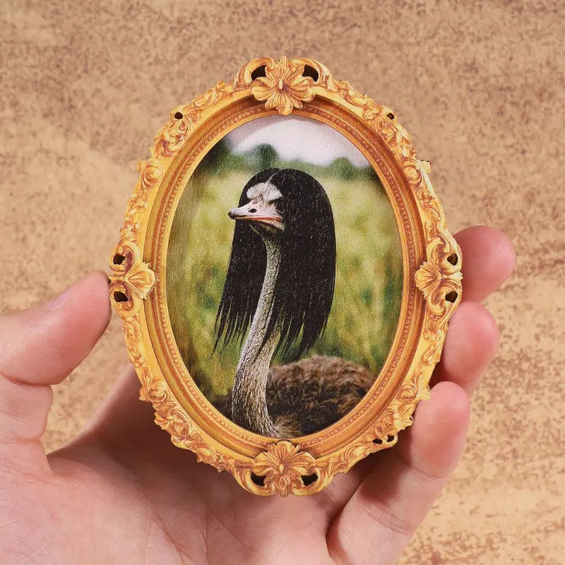 1PC Fun Animal Fridge Magnet, Oval Picture Frame Refrigerator Magnet, Photo Magnets, Decorative Fridge Magnets, Perfect Home Decor Gift for Living Room, Study, Bedroom, Magnetic Item
