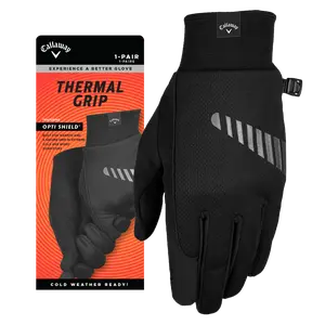 Callaway Golf Men's Thermal Grip Golf Gloves Pair in Black | Size: Cadet Large