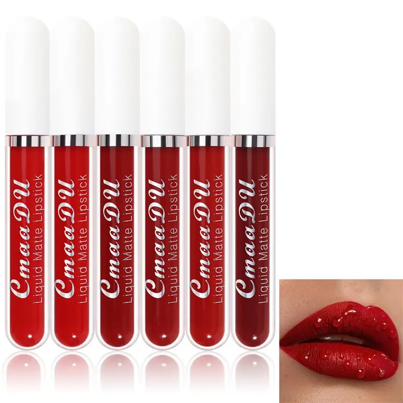 Long-lasting Lip Gloss Set, 6 Counts/set Moisturizing Matte Lipstick for Gift, Waterproof Non-stick Cup Lipstick, Ideal for Parties and Gifts, Lip Moisturizer Gloss