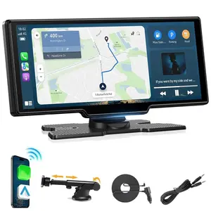 Srnubi 10.26 Inch Car Video Player, Portable Car Stereo with IPS Touch Screen, Bluetooth-compatible Audio, Voice Assistant, Navigation Car Screen for All Vehicles