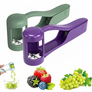 2Pack-Hivekana 1-Second Handheld Fruit Slicer - Green+Purple Kitchen Utensil for Grapes, Cherry Tomatoes, Strawberry, Blueberry, Fruit Salad Cake Decor outdoorfun