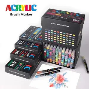 Straight Liquid Acrylic Marker Pen with Cotton Core, Stackable Color for Art, Waterproof and Opaque Watercolor Pen
