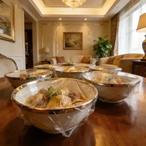 500pcs Food Grade Pe Plastic Wrap Set, Disposable Bowl Plate Sealed Covers, Commercial Thickened Food Storage Bags, 1000 Pieces Pack