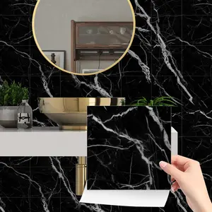 3D Marble Pattern Wall Sticker, Waterproof Self Adhesive Tile Sticker, Removable Wall Decal for Home Living Room Bedroom Kitchen Bathroom Decoration, Decorative Stickers