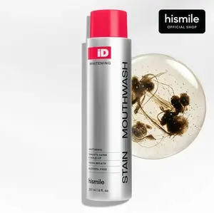 Hismile iD Stain Whitening Mouthwash for White Teeth GA, Freshens Breath with Essential Oils 237ml Daily
