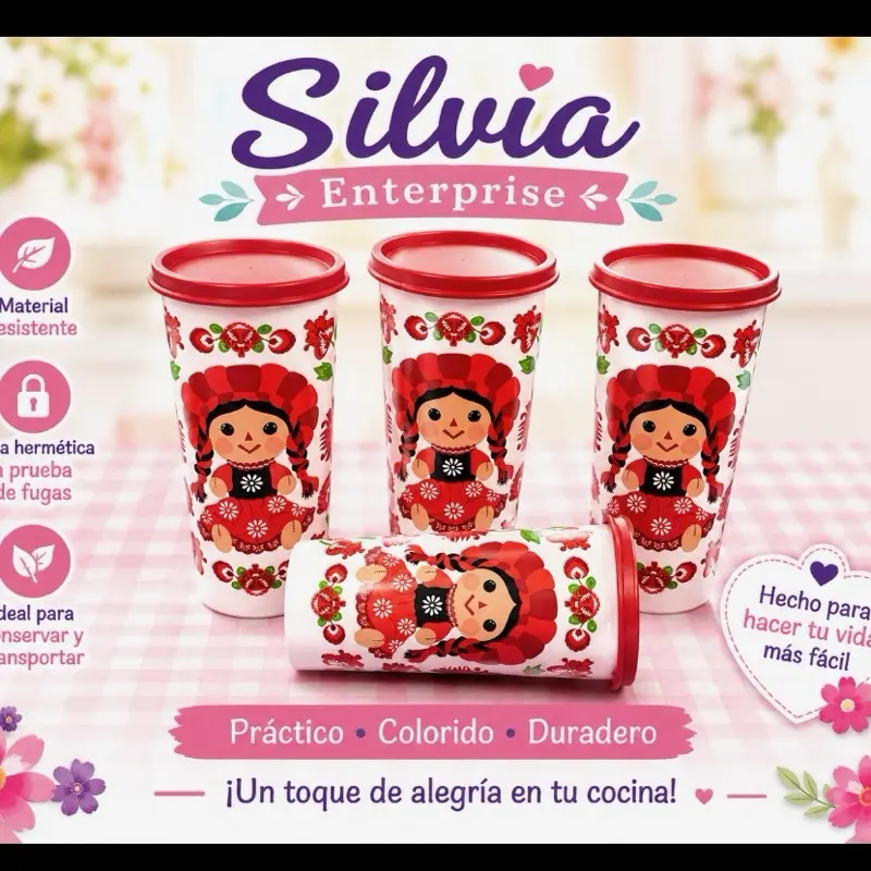 Tupperware 4-Piece 16 oz Hermetic Seal Containers, Lele Doll & Marías Themed Food Storage Jars