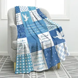 Baptism Gifts for Boys Son, Christening Gifts Ideas for Boys Grandson Blanket, Christian Religious Bible Godson Goddaughter Catholic Presents Decoration Sofa Couch Soft Cozy Plush Throw 50"x60"