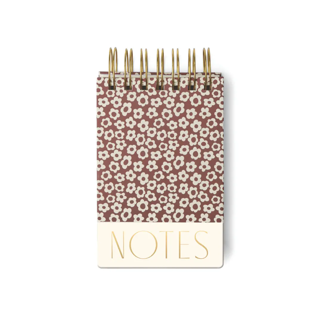 Chunky Funky Patterned Hardcover Portable Notebook - Burgundy, 4 in x 6 in, 192 Sheets, Ruled Lines, Office Stationery Supplies