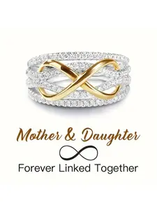 Exquisite Inlay Synthetic Zirconia Infinite Ring for Women Daily Banquet Wedding Engagement Ring for Valentine's Day Heat Ring Gift