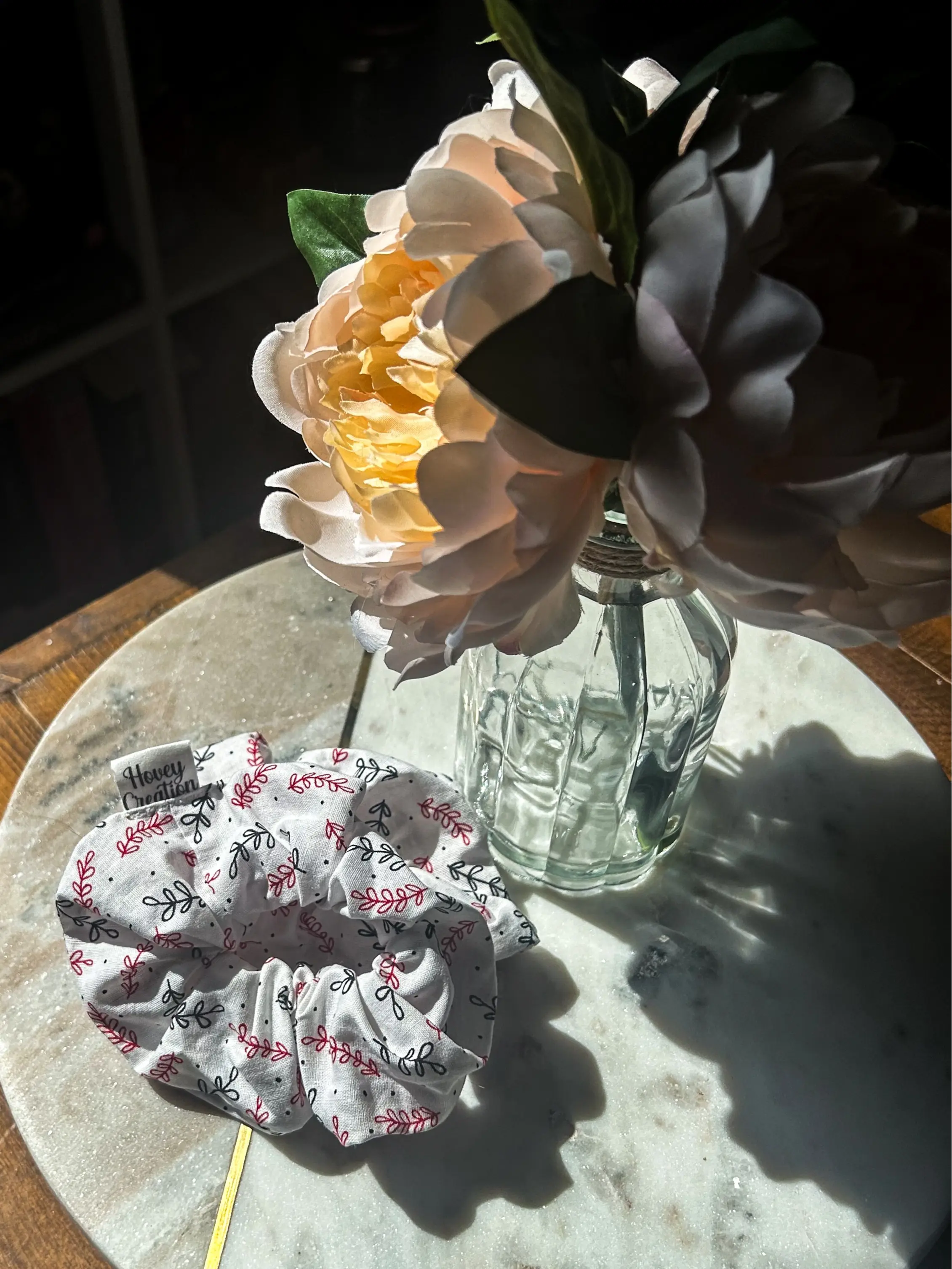 Red Foliage Handmade Scrunchie - 100% Handmade Cotton for Thick or Thin Hair, Soft and Durable, Perfect for Casual and Elegant Occasions