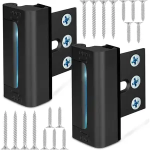 Home Security Door Reinforcement Lock, Upgraded Front Door Locks for Kids Safety Withstand 800 lbs, Child Proof Door Lock, Extra Door Lock from Inside Prevent Unauthorized Entry (2 Pack, Black)