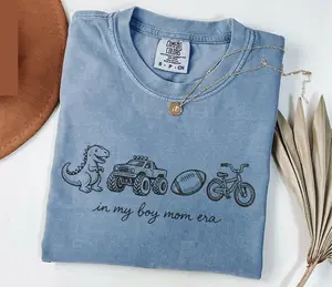 Essential Unisex Short-Sleeve Printed T-Shirt - In My Boy Mom Era Comfort Colors Tee, Everyday New Mom Life Top, Aesthetic Mother's Day Apparel