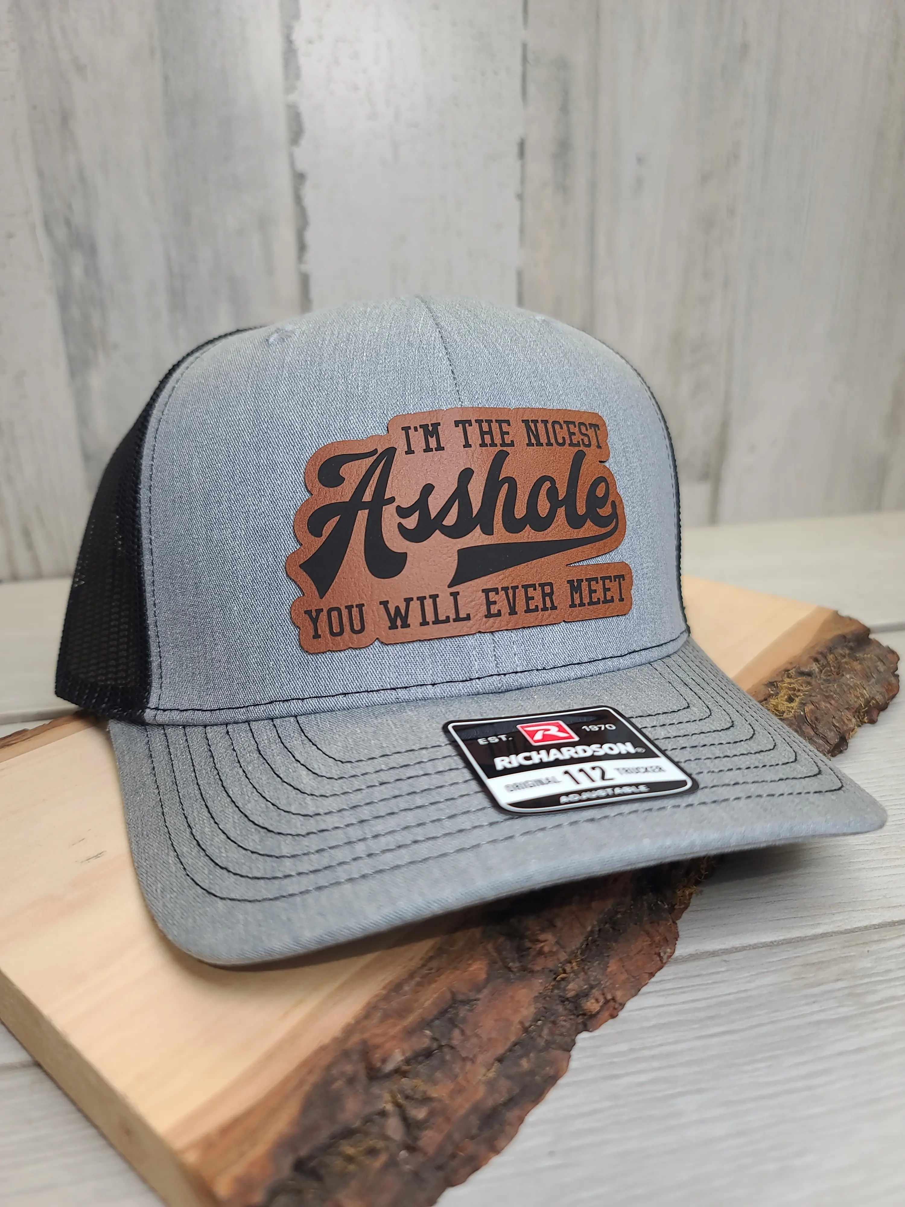 Nicest A Hole Your Ever Gonna Meet Leather Patch Hat mens hats dad hats