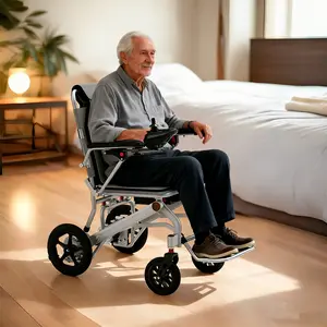 500W Motor | 350lbs Cap | 15+ Mi Range | 8° Incline - 38lbs Ultralight Foldable Electric Wheelchair, 2s Fold & Airplane Carry-On, All-Terrain Power Chair for Travel