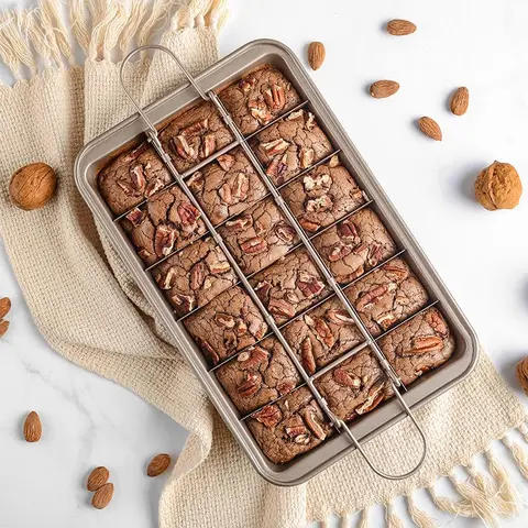 Brownie Pan, Non-Stick Heat Resistant Brownie Baking Pan, Brownie Bar Pan with Dividers, Bakeware, Kitchen Bakeware