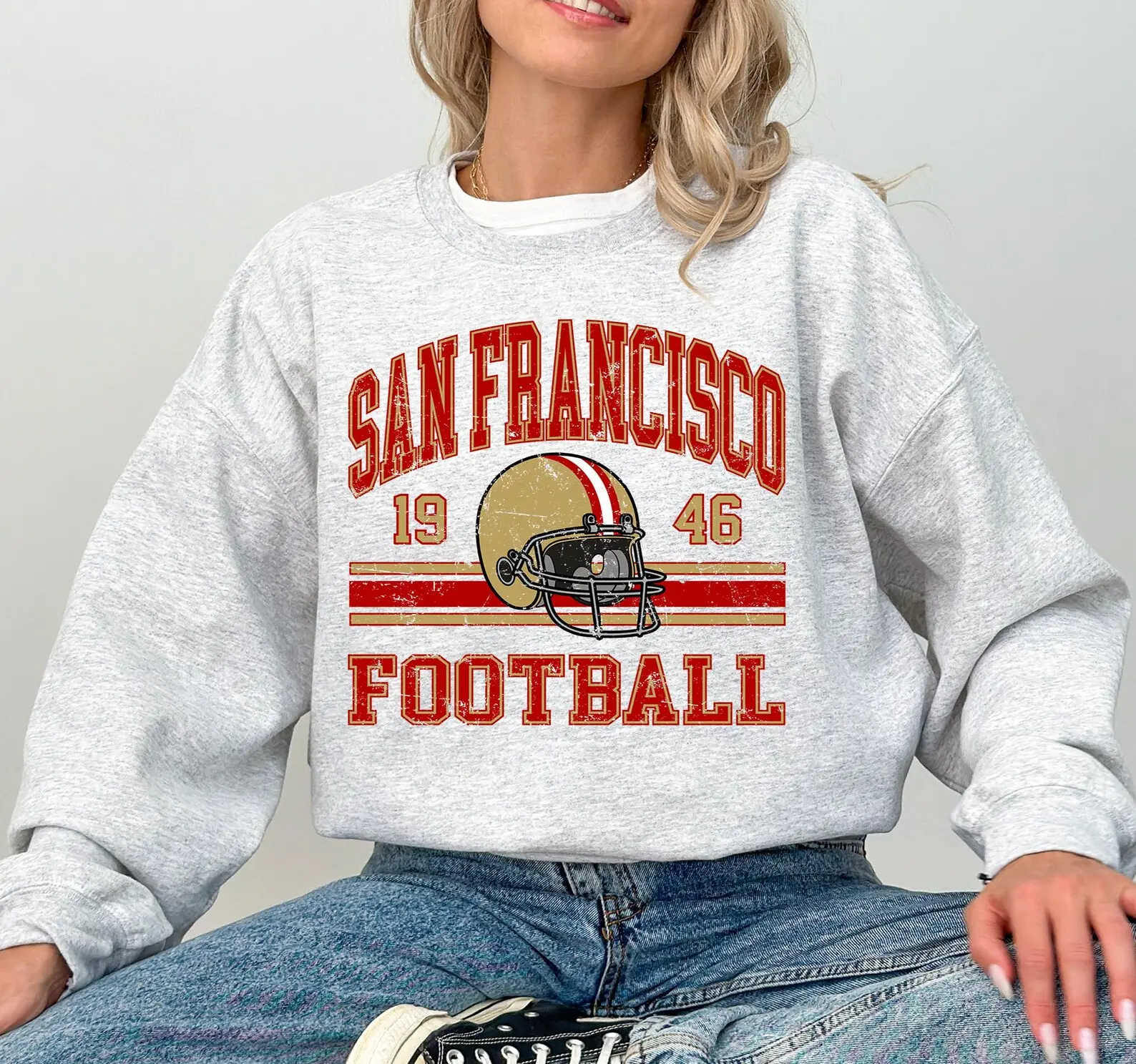 San Francisco Football Sweatshirt, San Francisco Crewneck for Women, Football Fan Gift, Fan Gifts for Her