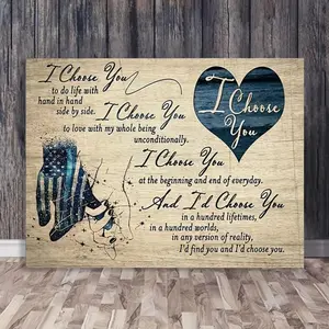 Wooden Framed Canvas Painting Canvas Poster I Choose You Always Promise Hand Couple Print Painting For Home Or Office  Decor Inspirational Quotes Canvas Wall Art Decoration With Framed Ready To Hang Festival Gift For Her Him Design Ornaments Room Artistic