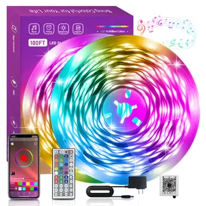 KEXU LED Strip Lights 100ft Bluetooth Music Sync Color Changing with Remote App Control Adjustable RGB Lighting for Bedroom Room Decor Party Home Decor 2 Rolls of 50ft