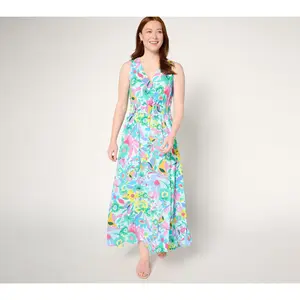 Susan Graver Regular Printed St. Tropez Maxi Dress