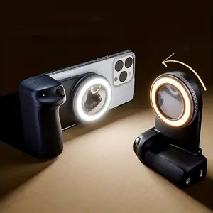 Smartphone Camera Handle, Magnetic Detachable Remote Shutter, 360° Rotating Magnetic, Self-Lighting, Easy Selfie, Live Streaming, Outdoor Photography