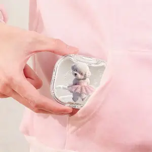 White Bichon Frise Ballet Dress Printed Braces Box, High-Value Transparent Denture Box, Student Portable Orthodontic Retainer Storage Case, Waterproof Scratch-Resistant Dental Appliance Storage Container