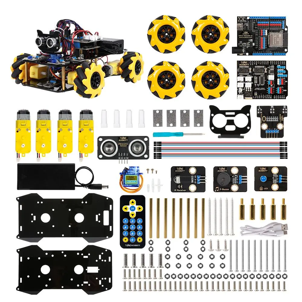 ACEBOTT Arduino-Compatible Smart Robot Car Kit, Tech-Focused Unisex STEM Electronic Programming Project Kit, Educational Robotics Gift for Ages 8+ Kids, Youths & Adults