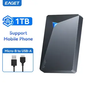 EAGET 1-Pack Dual-Disk Portable HDD, 1TB Large Capacity Portable External Hard Drive,  USB 3.0 Portable Hard Disk Drive, Compatible with PC, Laptop, PS4, Xbox, for Game, File, Video, Music Storage Expansion and Backup