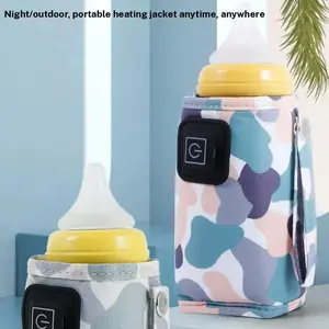 Portable Travel USB Rechargeable Baby Bottle Warmer Set, Low Voltage Operation, Includes Insulated Bottle & Spoon, Ideal for Feeding