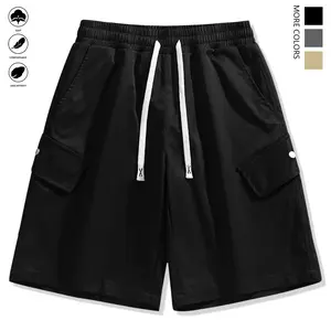Men's shorts, casual classic style with fashion drawstring, elastic waistband, summer beach shorts, workout sports shorts
