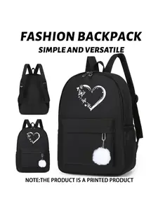Cute Casual Spring Summer Multifunction Backpack, Large Capacity, Butterfly Heart Bear Print, Unisex, Backpack For College, Backpack For School, Everyday Use, Travel, Commuting, Birthday Gift