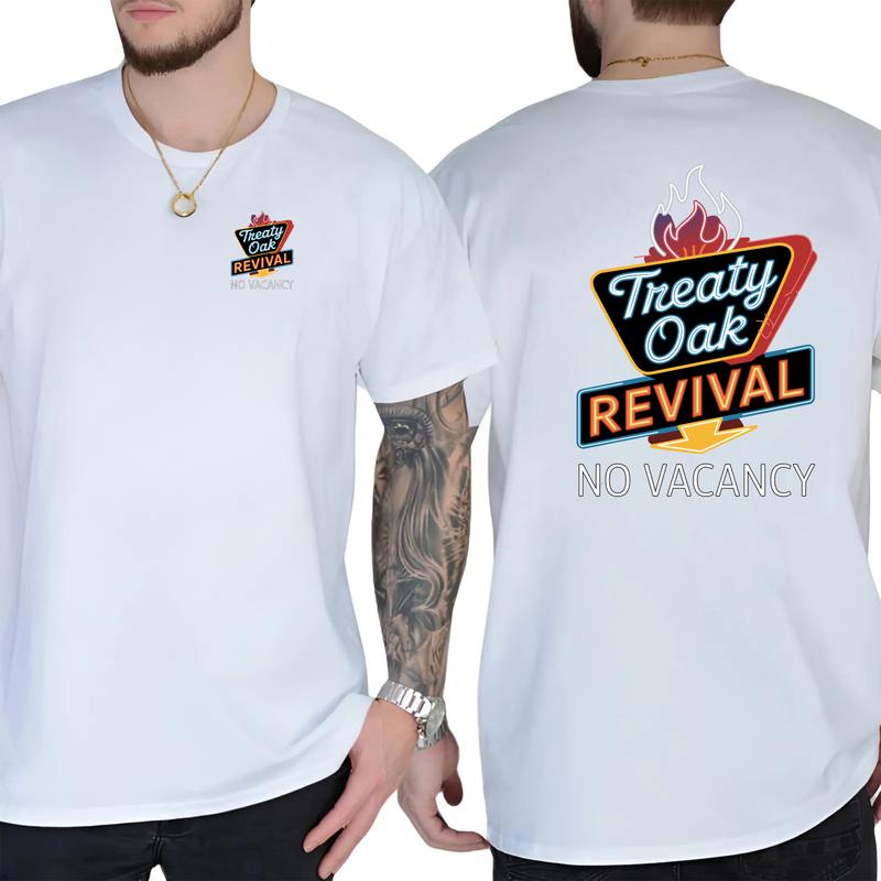 Treaty Oak Revival No Vacancy 100% Cotton T-Shirt, Trendy Unisex Graphic Tee, Xmas Funny Christmas Gift for Men for Women, Cool Band Merch, Retro Design Tee