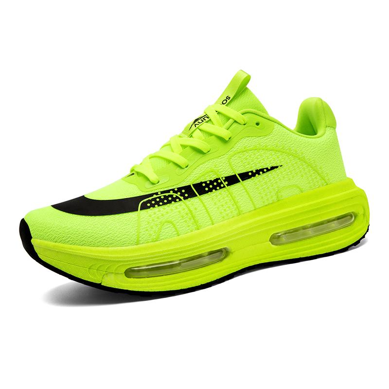 New Air Cushion Couple Running Shoes for Men Women Gore-Tex Technology Comfortable Stylish Design Neon Yellow & Black Shoes with Air Cushion Technology for Daily Wear or Light Activities air cushion sole
