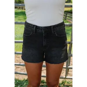 Josie Stretch Cut off Short-Washed Black