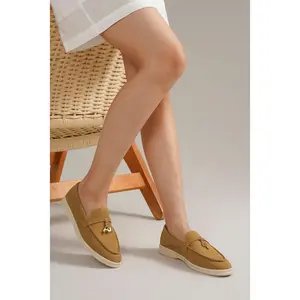 CHARLIE-01 Stylish Casual Loafers with Gold Accent Comfortable Faux Suede Slip-On
