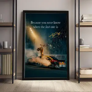 Kyle Busch NASCAR "Because You Never Know When The Last One Is" Canvas Wall Art, Racing Driver Victory Quote Print, Decor for Man Cave Garage Home Office, Framed/Unframed Option