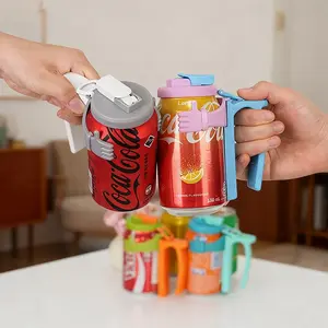 [4-Pack] 3-in-1 Can Dust Lid, Suction Handle & Straw Set – Keep Drinks Clean, Spill-Free & Easy to Hold | Reusable Drink Covers for Cans & Cups, Portable for Parties & On-the-Go