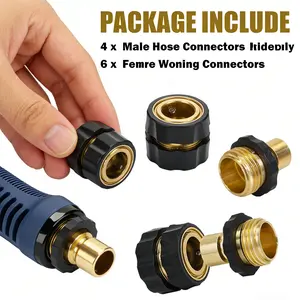 4/6PCS 3/4 Inch Garden Hose Quick Connect Fittings, Universal Male and Female Quick Release Connectors, Durable leakproof hose adapter set for outdoor gardening watering, lawn maintenance and car washing daily household use