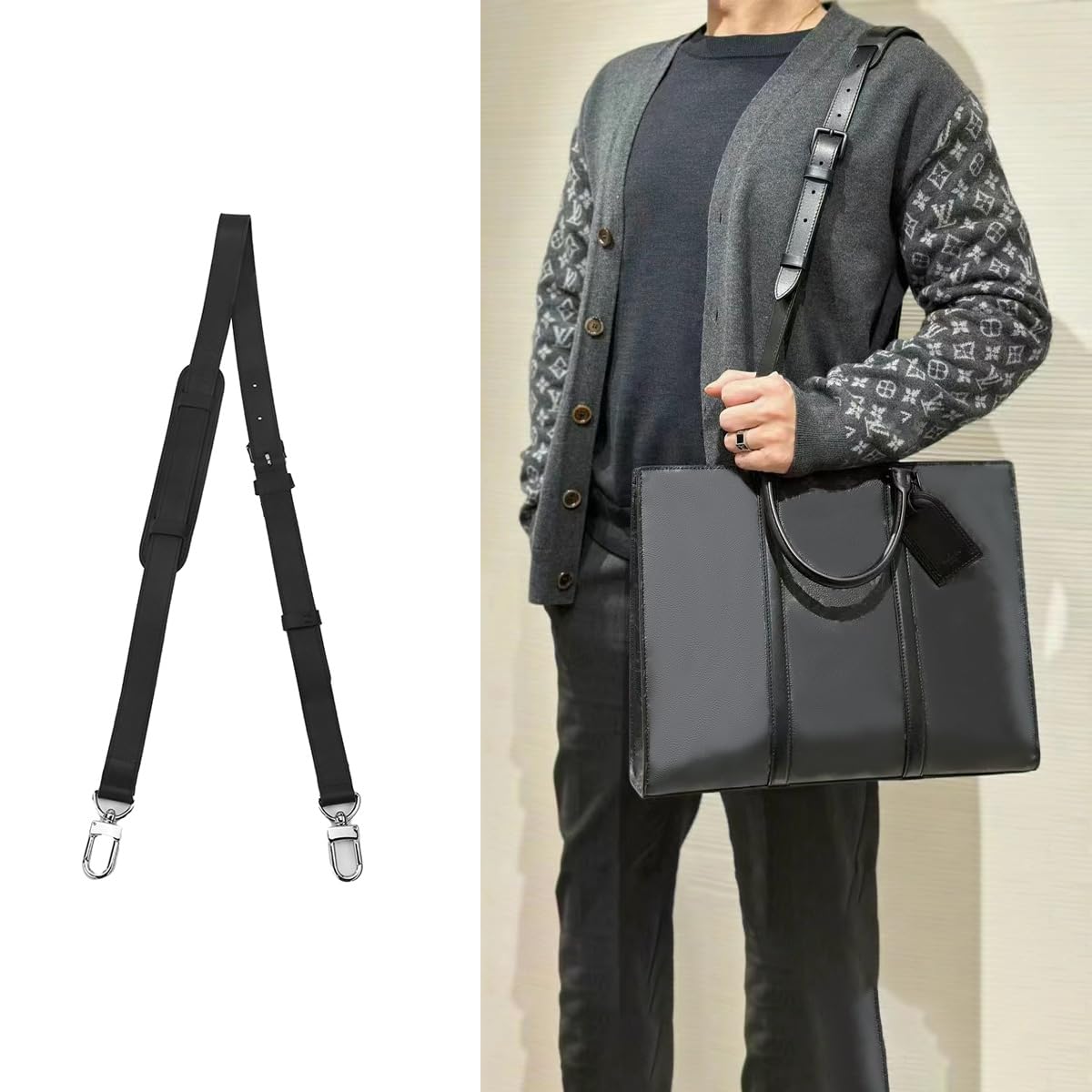Jiesinlov Genuine Leather Replacement Strap, Solid Adjustable Crossbody Strap with Padded Shoulder Support for Speedy 25-35, Keepall 45 50 55 60 Travel Duffel Bags, Padded Shoulder Strap, Solid Adjustable Strap, Handbag Accessory, Fitted Adjustable Strap