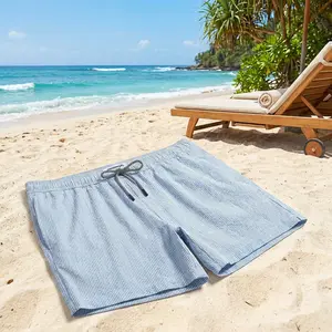 Men's 5.5 Inch Seersucker Swim Trunks - Quick Dry Bathing Suits with Mesh Liner for Beach Pool Vacation Comfortable Breathable Athletic Swimwear Shorts Perfect for Swimming Surfing Water Sports