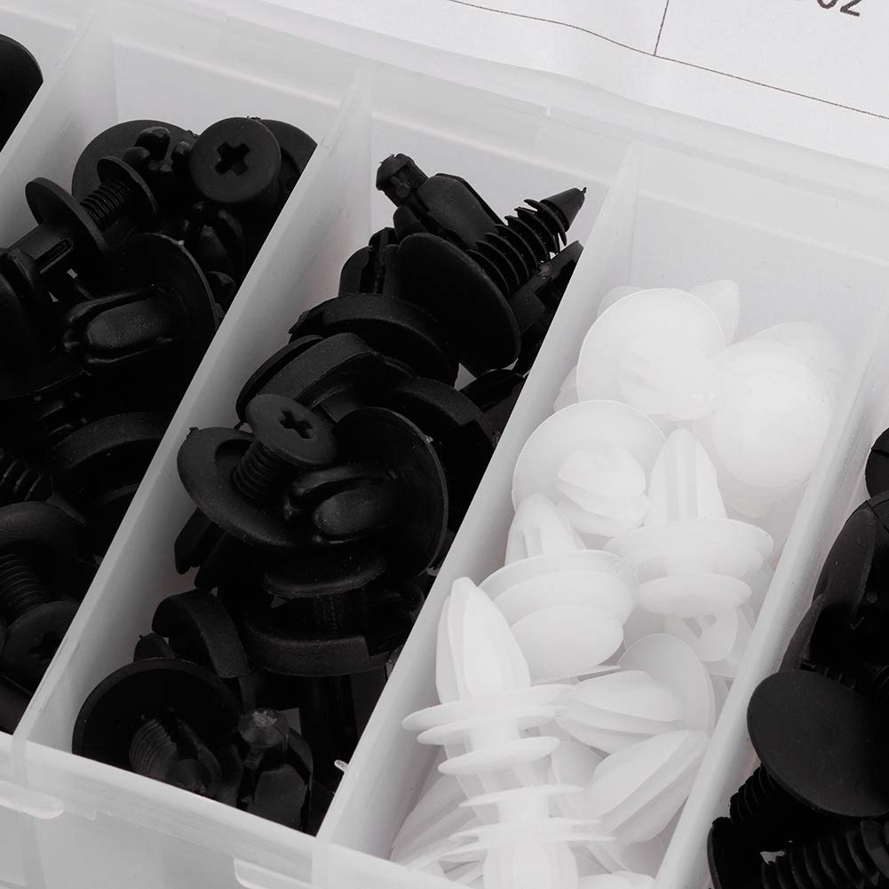 HE26 100-pcs universal expansion bolt clamp set, suitable for car mudguards, fenders, and door panel clamps. (C05 C20 C32 B01 D02 A16 Automotive Parts)