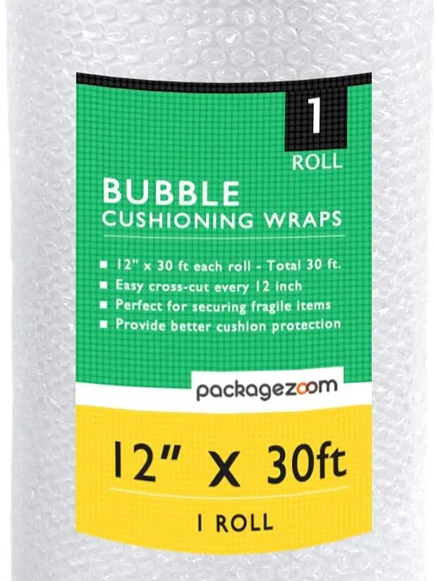 Perforated Bubble Cushioning Wrap Sponges, 12 in x 30 ft - Home Care Packing Supplies for Moving, Shipping Fragile Items