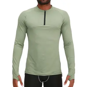 Mens 1/4 Zip Compression Shirts with Thumb Holes Base layer Long Sleeves Moisture Wicking Athletic Tee Active Fishining Blouse, Long Sleeve Shirt, Quarter-Zip