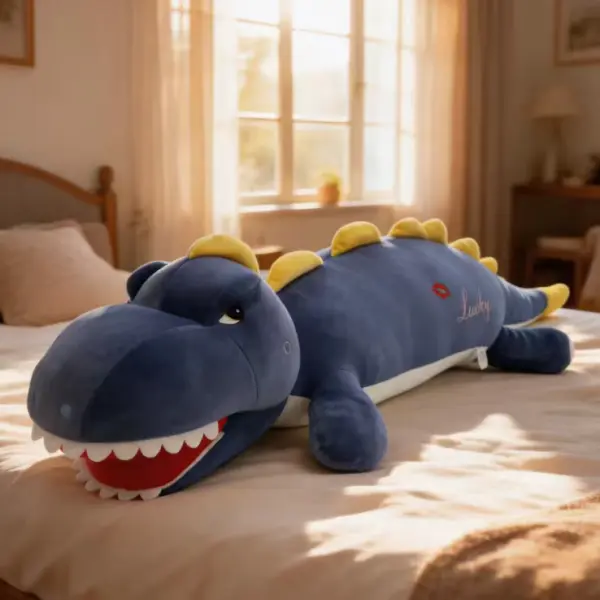 Lucky Dragon plush toy — ultra-soft dino plush doll; extended version bed backrest cushion plush toy; bedtime cuddle pillow; birthday gift
